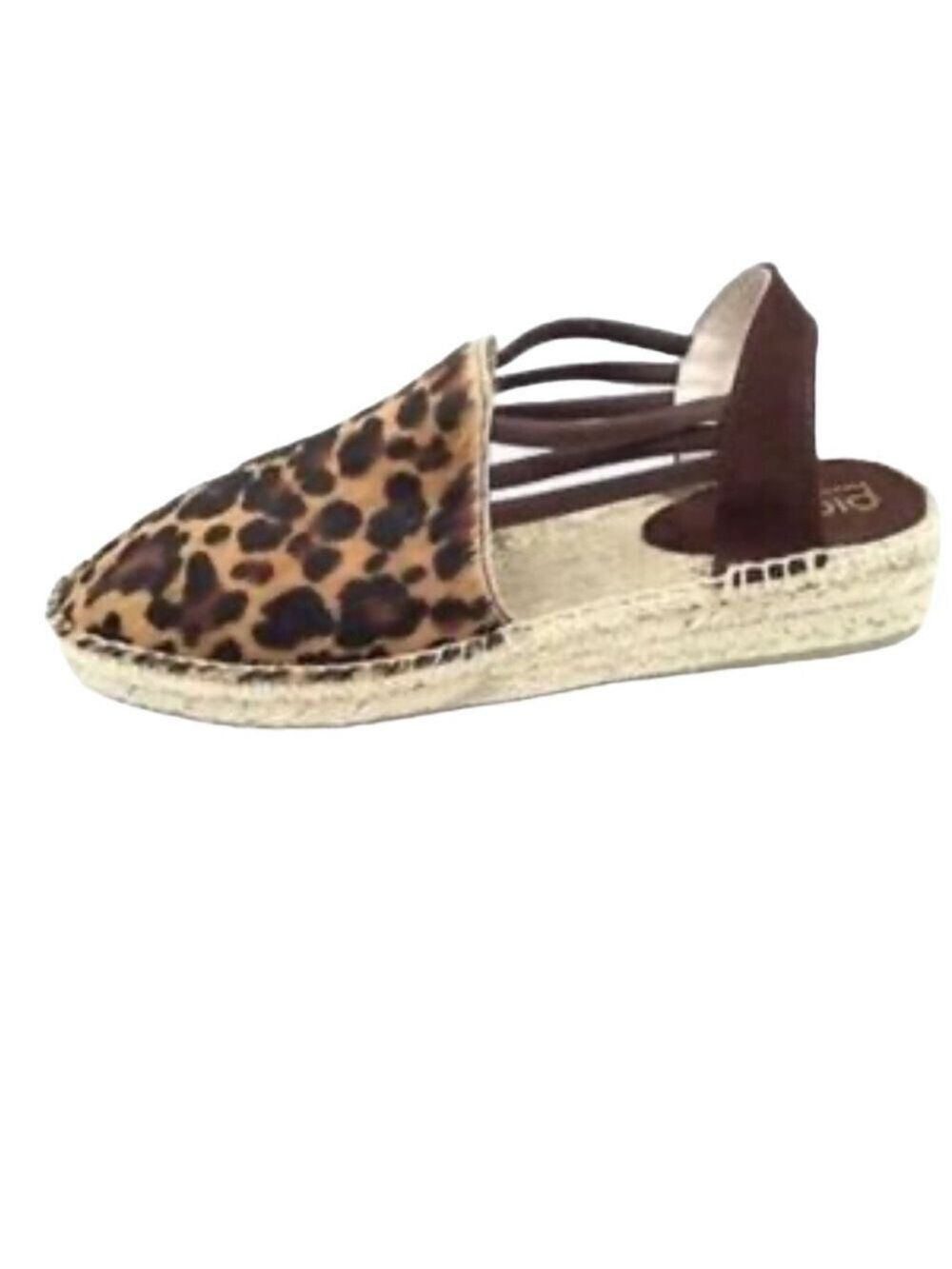 Picon Leopard Print Calf Hair Slip On Espadrille Sandals Size 7.5